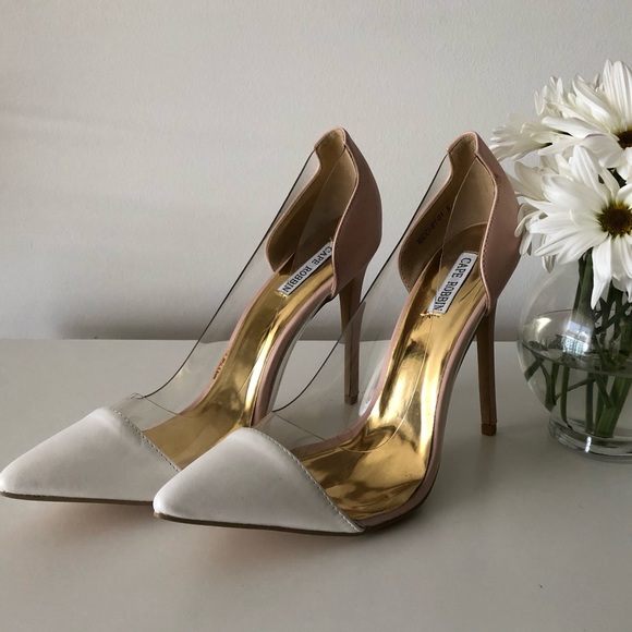 Transparent White Pointed Toe Pump - Picture 1 of 7